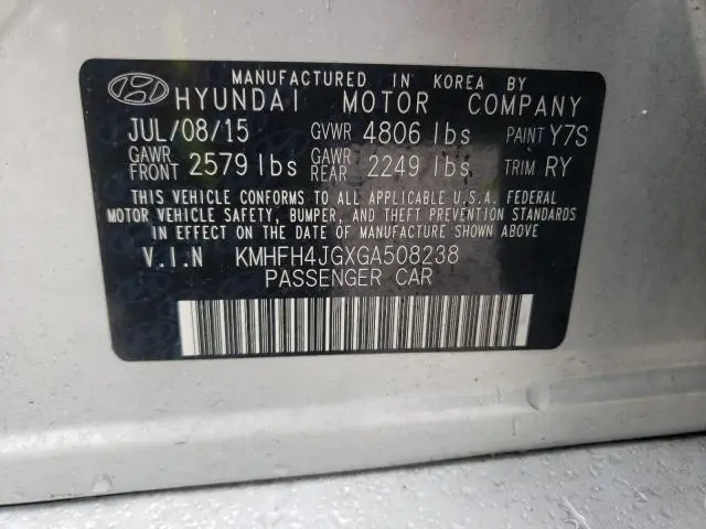 2016 HYUNDAI AZERA LIMITED  