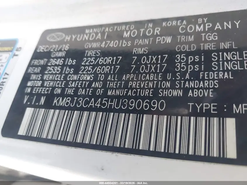 2017 HYUNDAI TUCSON SE