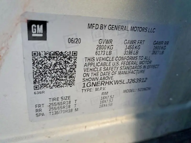 2020 CHEVROLET TRAVERSE LT  