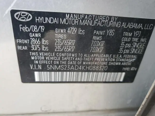 2019 HYUNDAI SANTA FE SE  