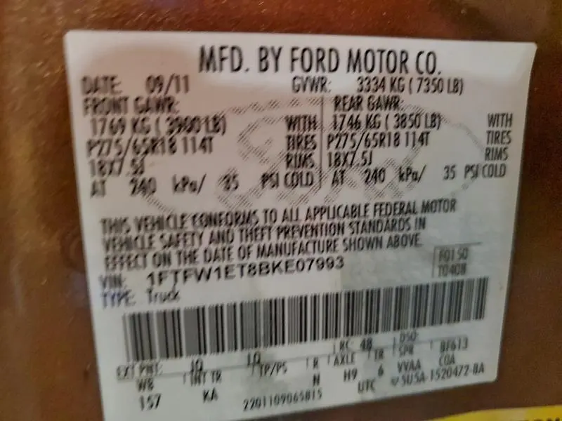 2011 FORD F150 SUPERCREW  