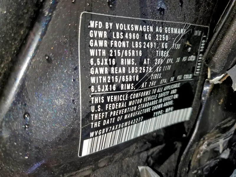 2016 VOLKSWAGEN TIGUAN S  