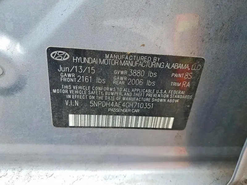 2016 HYUNDAI ELANTRA SE  