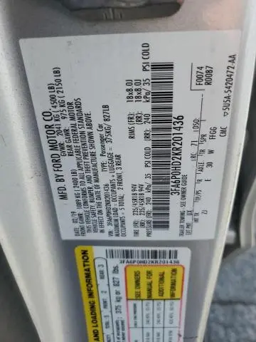 2019 FORD FUSION SE  