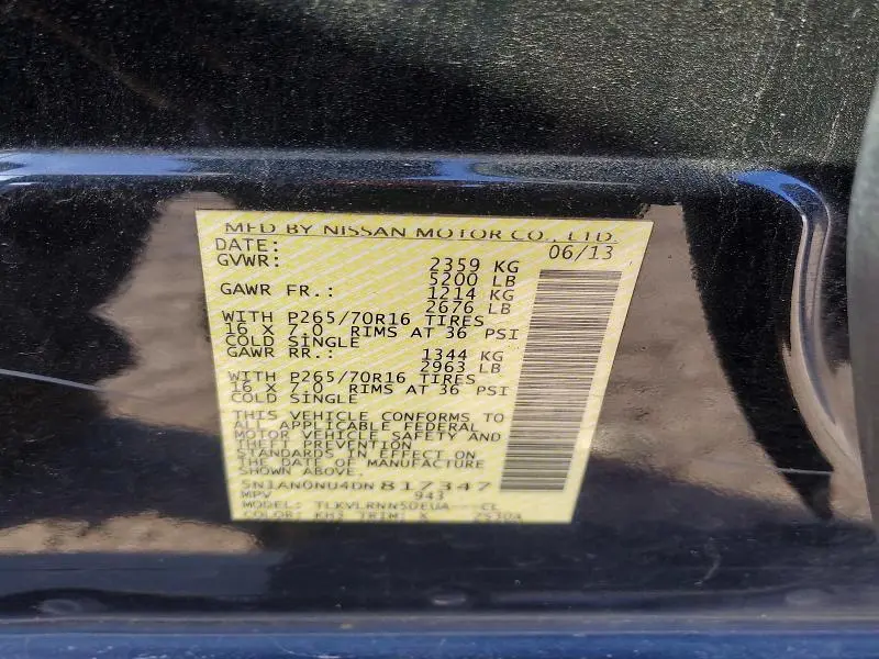 2013 NISSAN XTERRA X  