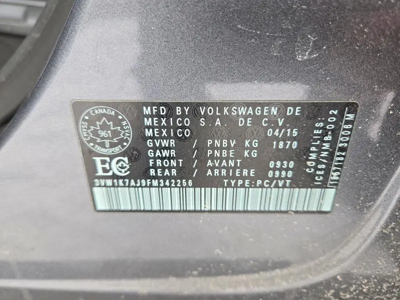 2015 VOLKSWAGEN JETTA BASE  