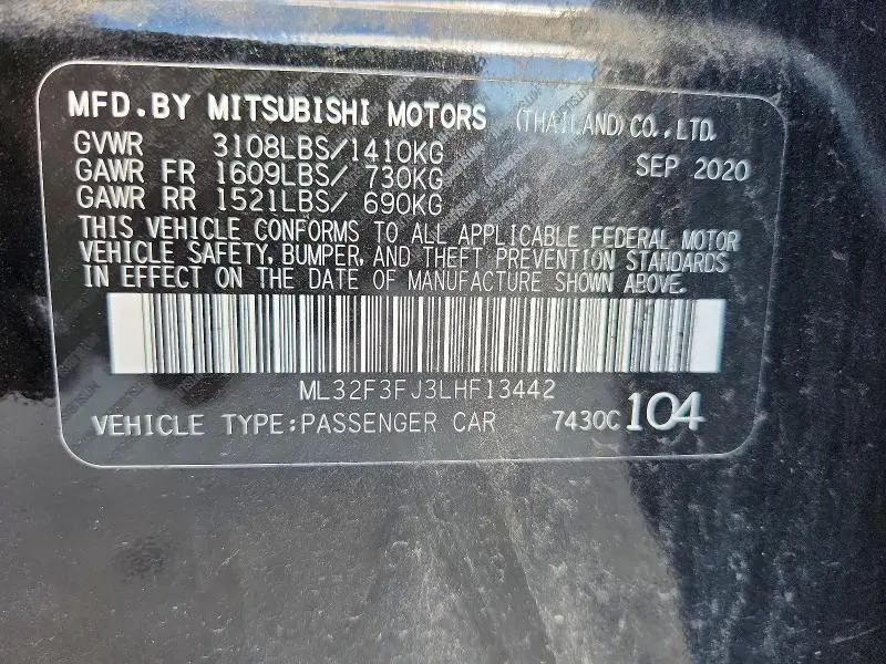 2020 MITSUBISHI MIRAGE G4 ES  