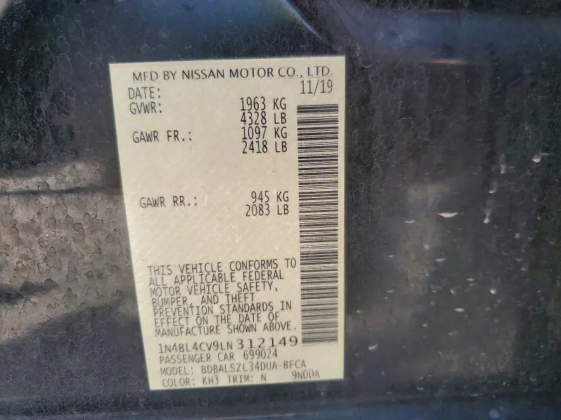 2020 NISSAN ALTIMA 2.5 SR  