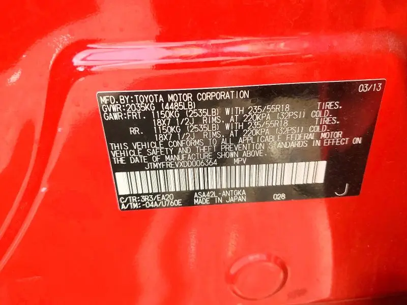 2013 TOYOTA RAV4 LIMITED  