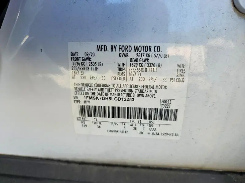 2020 FORD EXPLORER XLT  