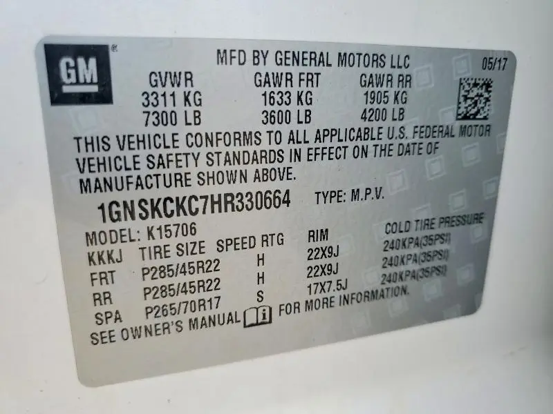 2017 CHEVROLET TAHOE K1500 PREMIER  