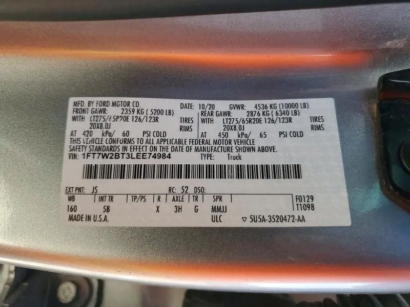 2020 FORD F250 SUPER DUTY  