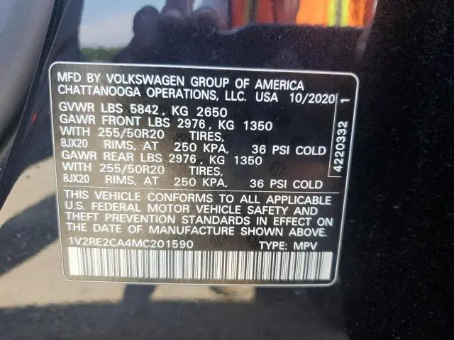 2021 VOLKSWAGEN ATLAS CROSS SPORT SE  