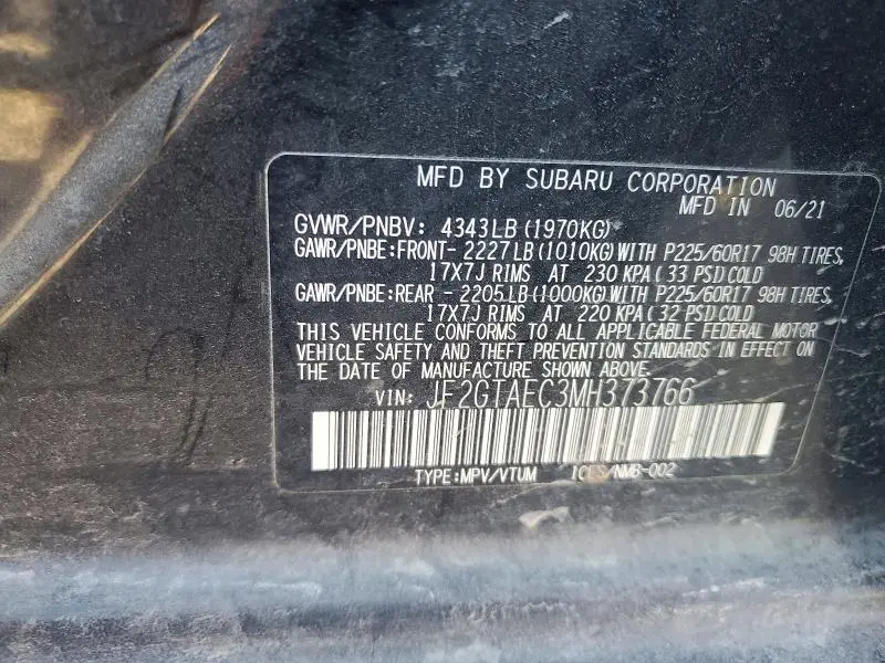 2021 SUBARU CROSSTREK PREMIUM  