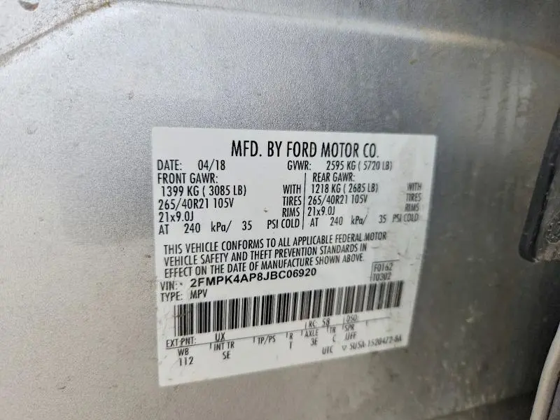 2018 FORD EDGE SPORT  