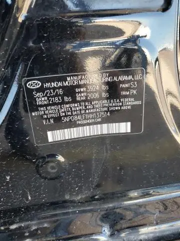 2017 HYUNDAI ELANTRA SE  