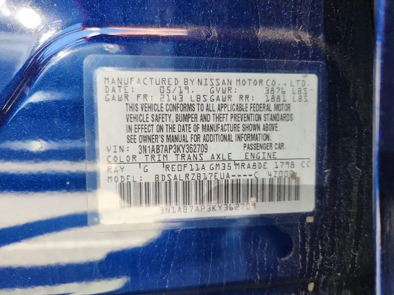 2019 NISSAN SENTRA SR  