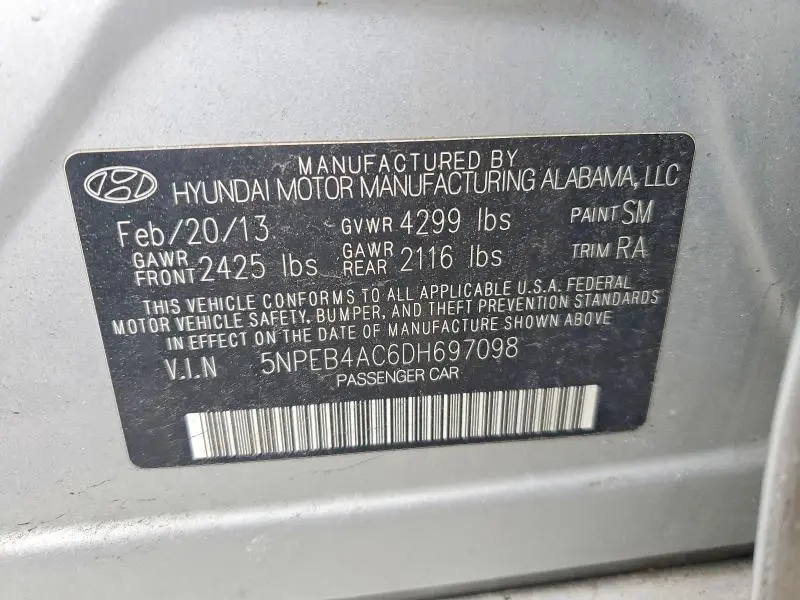 2013 HYUNDAI SONATA GLS  