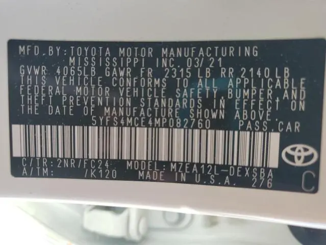 2021 TOYOTA COROLLA SE  