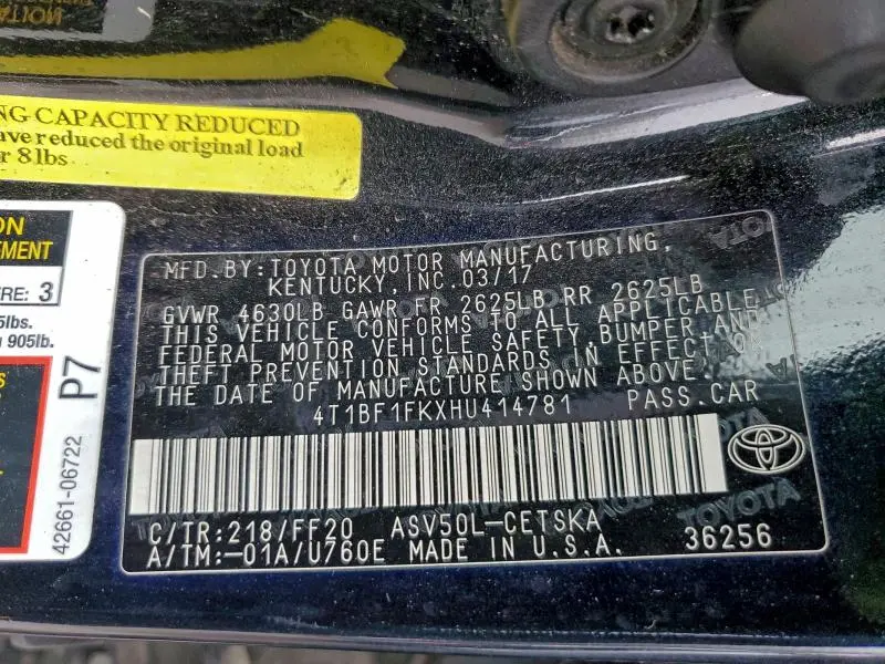 2017 TOYOTA CAMRY LE  