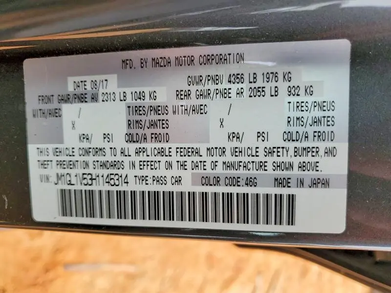 2017 MAZDA 6 TOURING  