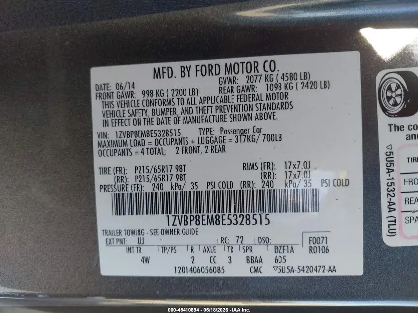 2014 FORD MUSTANG V6/V6 PREMIUM