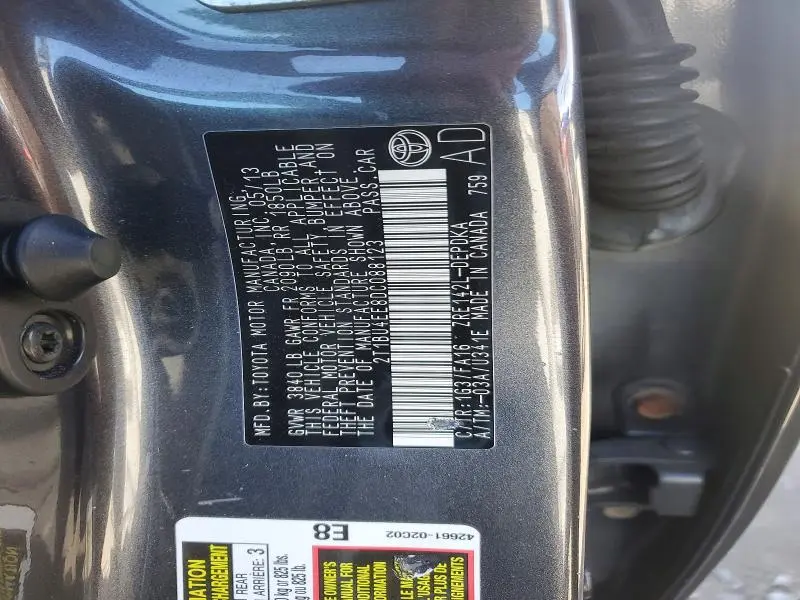 2013 TOYOTA COROLLA L  