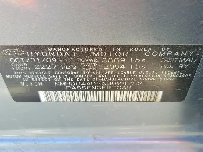 2010 HYUNDAI ELANTRA GLS  