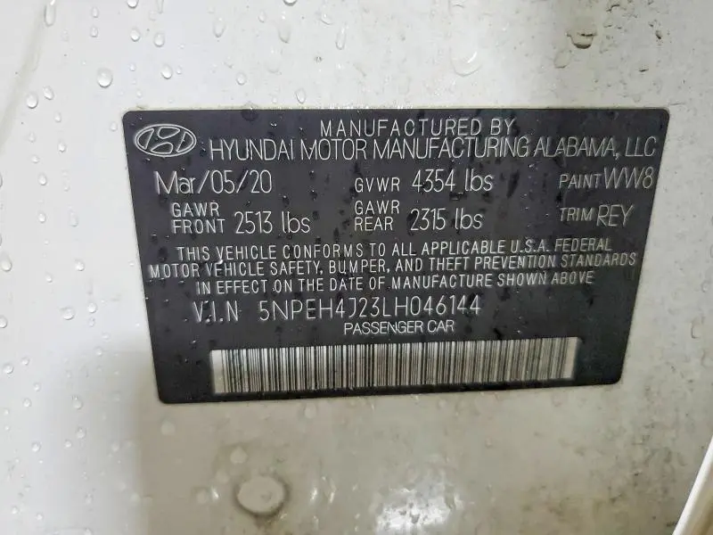 2020 HYUNDAI SONATA LIMITED  