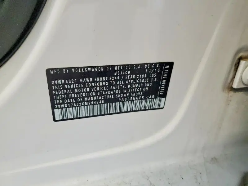 2016 VOLKSWAGEN JETTA SPORT  