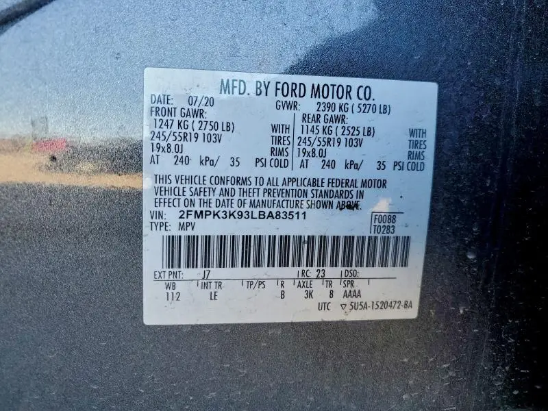 2020 FORD EDGE TITANIUM  