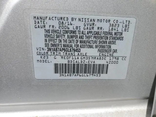 2016 NISSAN SENTRA S  
