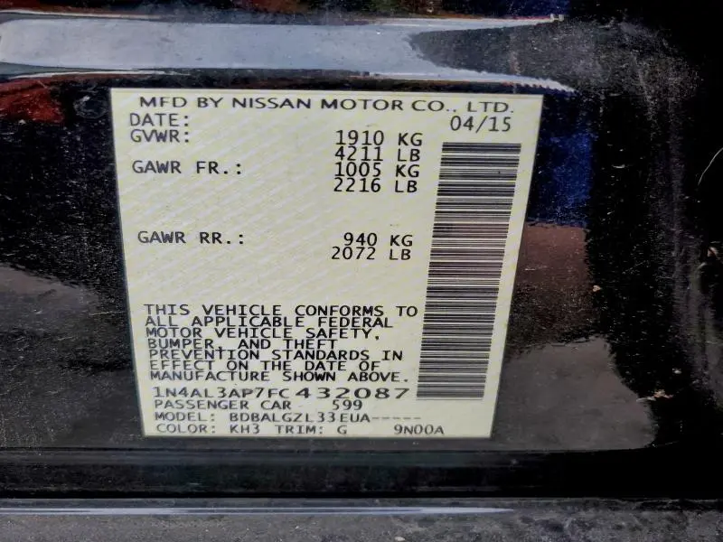 2015 NISSAN ALTIMA 2.5  