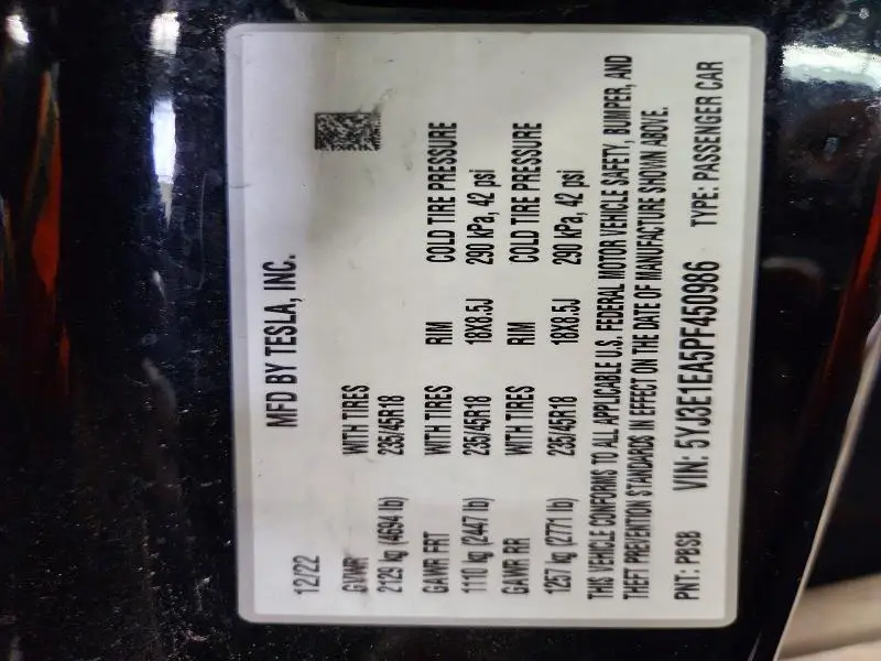 2023 TESLA MODEL 3   