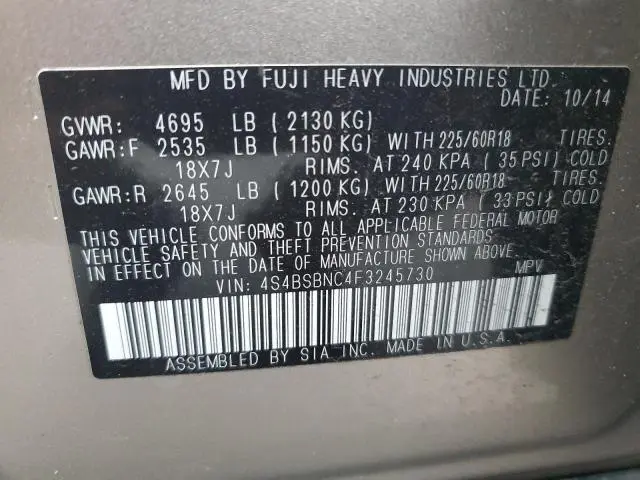 2015 SUBARU OUTBACK 2.5I LIMITED  