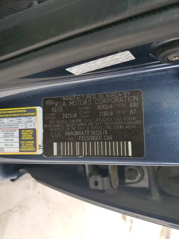 2015 KIA OPTIMA LX  