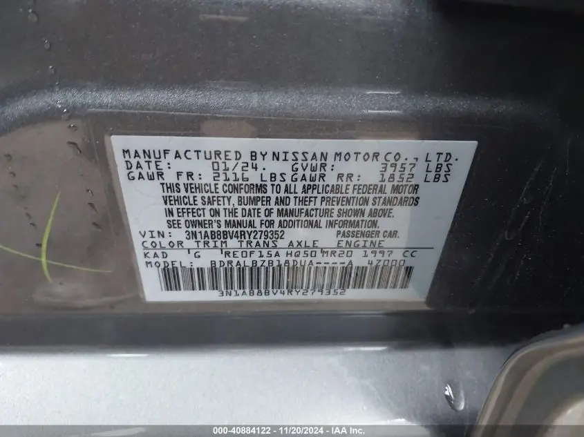 2024 NISSAN SENTRA S XTRONIC CVT