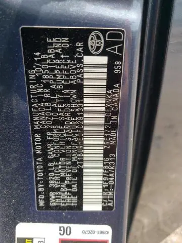 2015 TOYOTA COROLLA L  