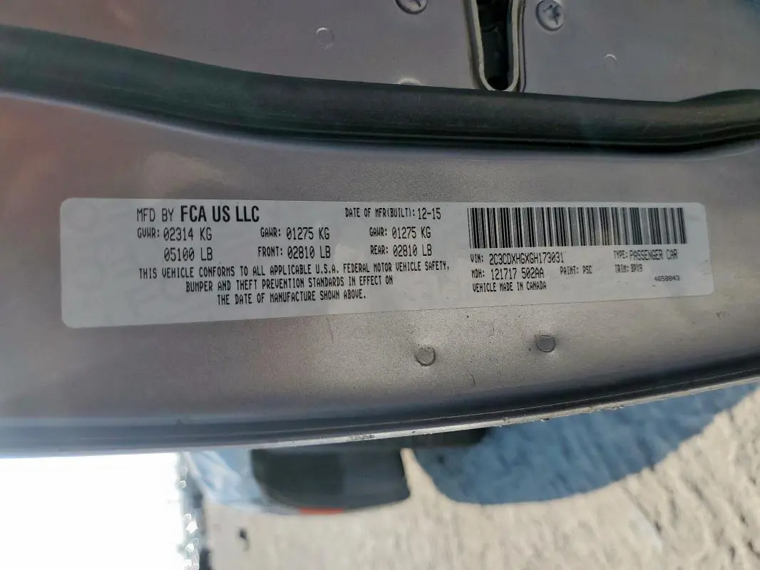 2016 DODGE CHARGER SXT  