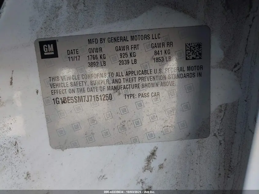 2018 CHEVROLET CRUZE LT AUTO