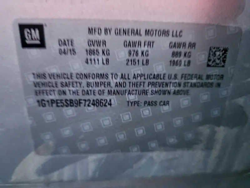 2015 CHEVROLET CRUZE LT  