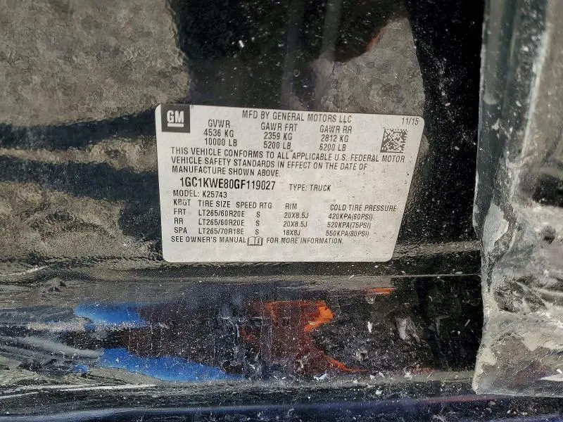 2016 CHEVROLET SILVERADO K2500 HEAVY DUTY LTZ  