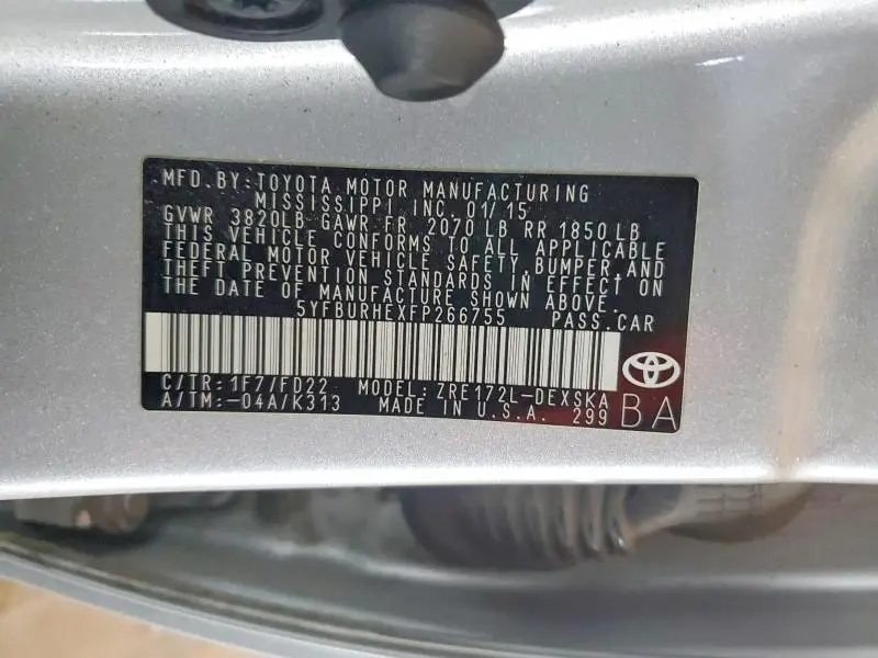 2015 TOYOTA COROLLA S PLUS  