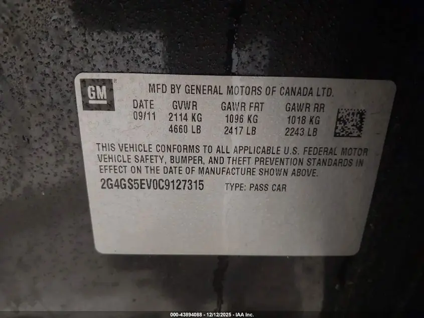 2012 BUICK REGAL TURBO - PREMIUM 1