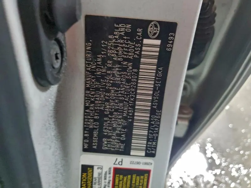 2012 TOYOTA CAMRY BASE  
