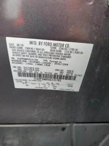 2018 FORD TAURUS POLICE INTERCEPTOR  