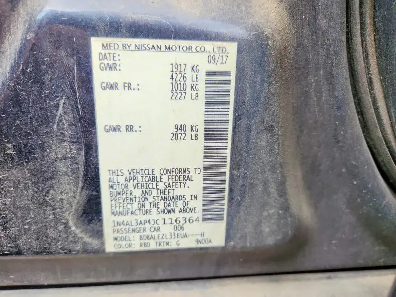 2018 NISSAN ALTIMA 2.5 S  