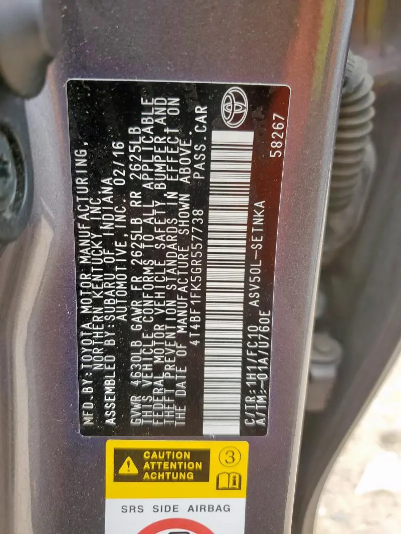 2016 TOYOTA CAMRY LE