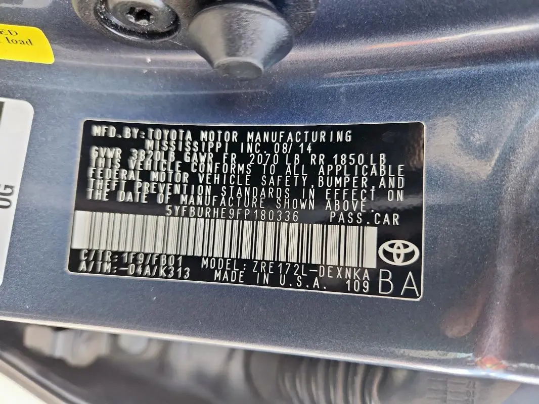 2015 TOYOTA COROLLA L  