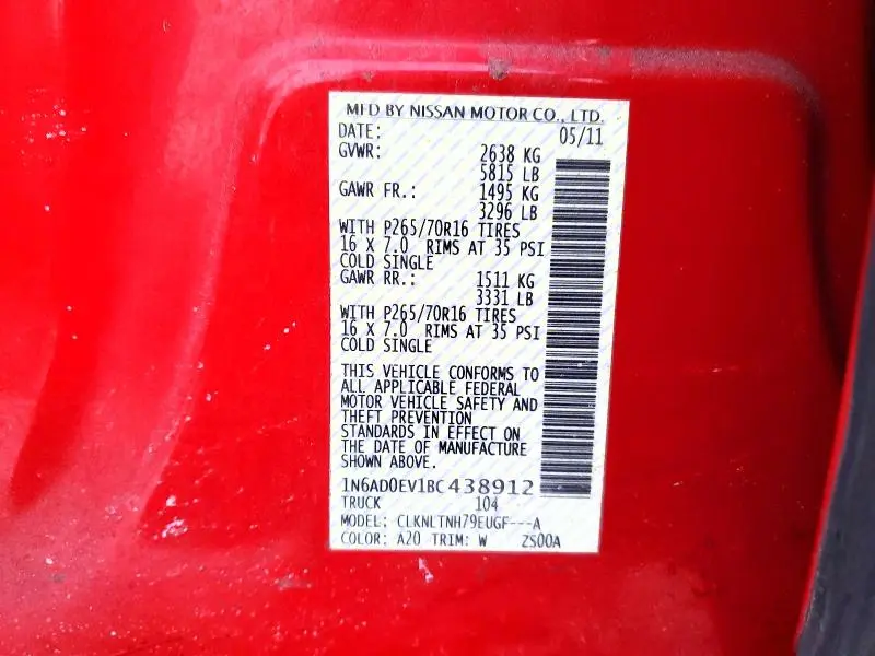 2011 NISSAN FRONTIER S  